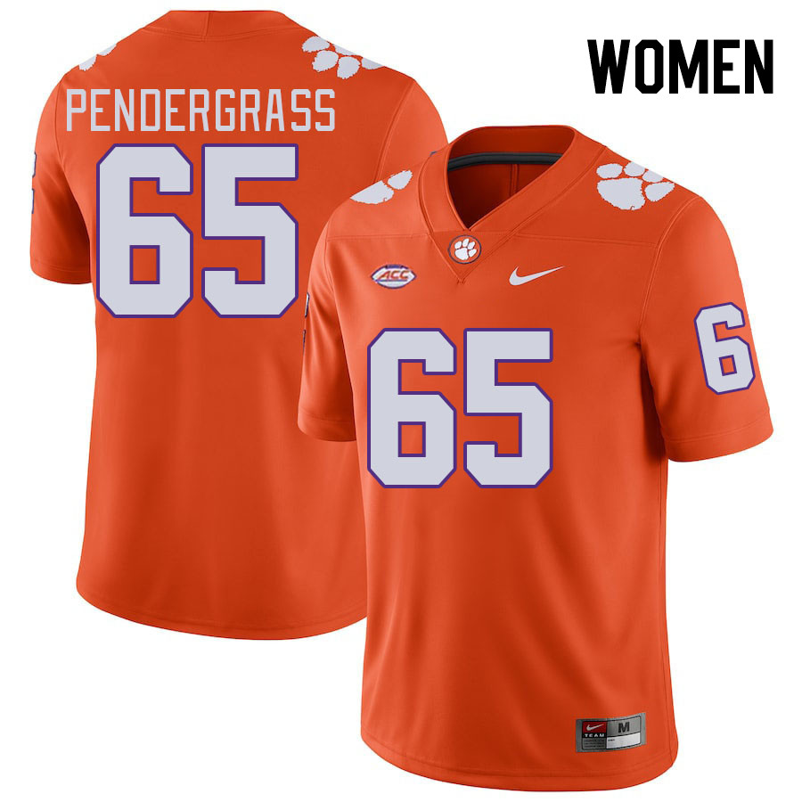 Women #65 Chapman Pendergrass Clemson Tigers College Football Jerseys Stitched-Orange - Click Image to Close